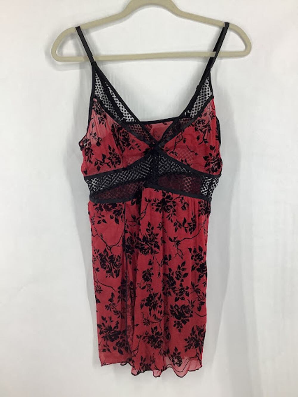 NWOT Unbranded Red Black Floral Net Mesh Slip Dress Women's Size XXL
